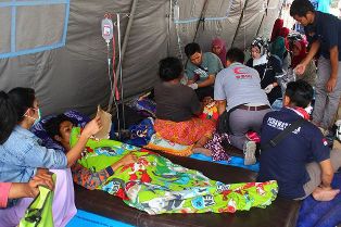 MJB Pharma's Lombok disaster relieve, visited by President Joko Widodo.